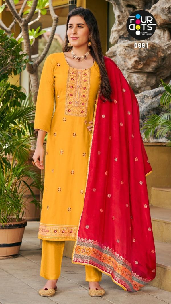 Four Triveni Muslin Festive Wear Suits Collection